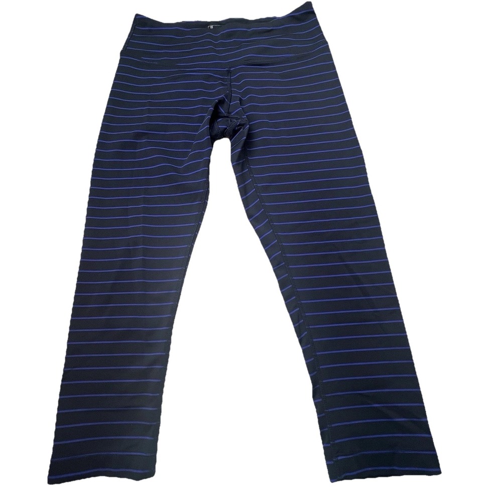 Mondetta Striped Capri Crop Legging 20" Size XS Black/Blue
